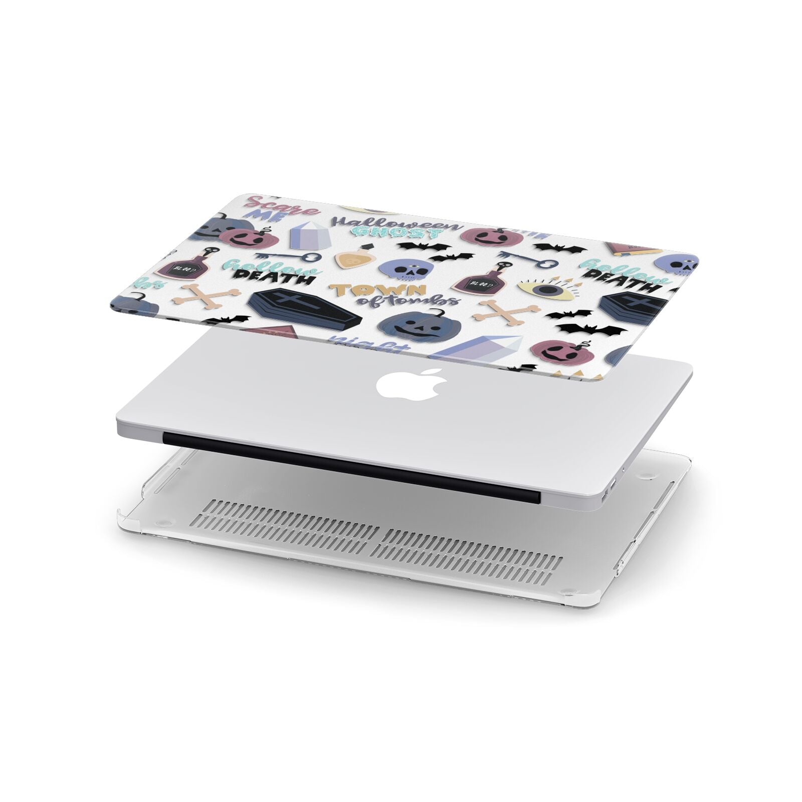 Spooky Blue Illustrations and Catchphrases Apple MacBook Case in Detail