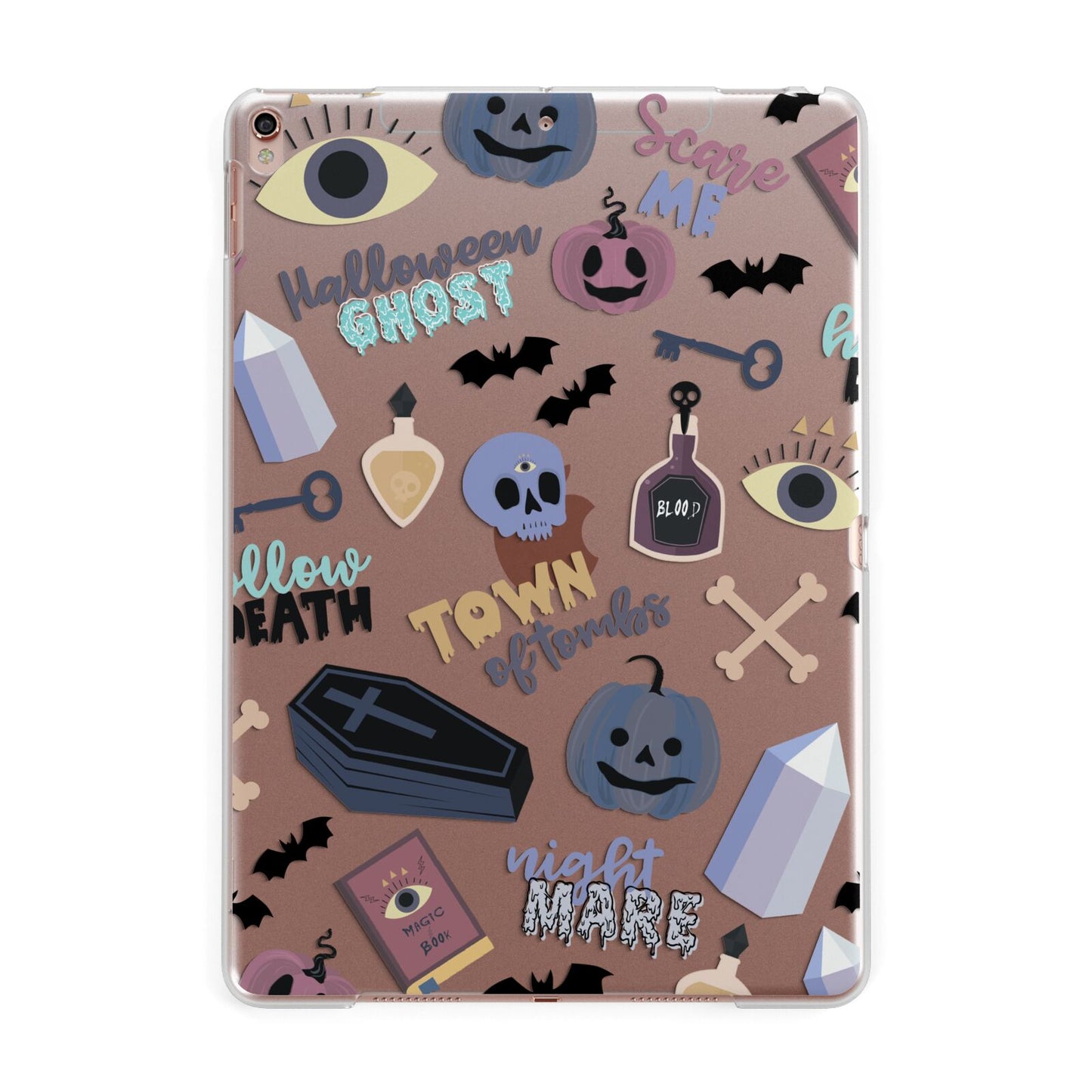 Spooky Blue Illustrations and Catchphrases Apple iPad Rose Gold Case