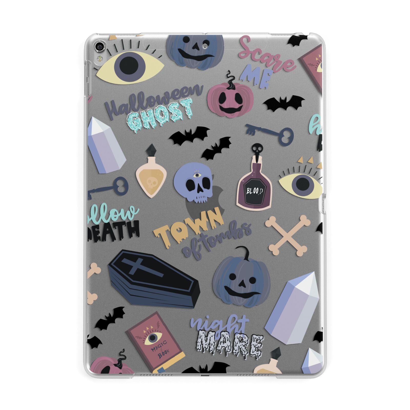Spooky Blue Illustrations and Catchphrases Apple iPad Silver Case