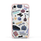 Spooky Blue Illustrations and Catchphrases Apple iPhone XR Impact Case Pink Edge on Silver Phone