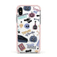 Spooky Blue Illustrations and Catchphrases Apple iPhone Xs Impact Case Pink Edge on Silver Phone