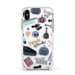 Spooky Blue Illustrations and Catchphrases Apple iPhone Xs Impact Case White Edge on Silver Phone