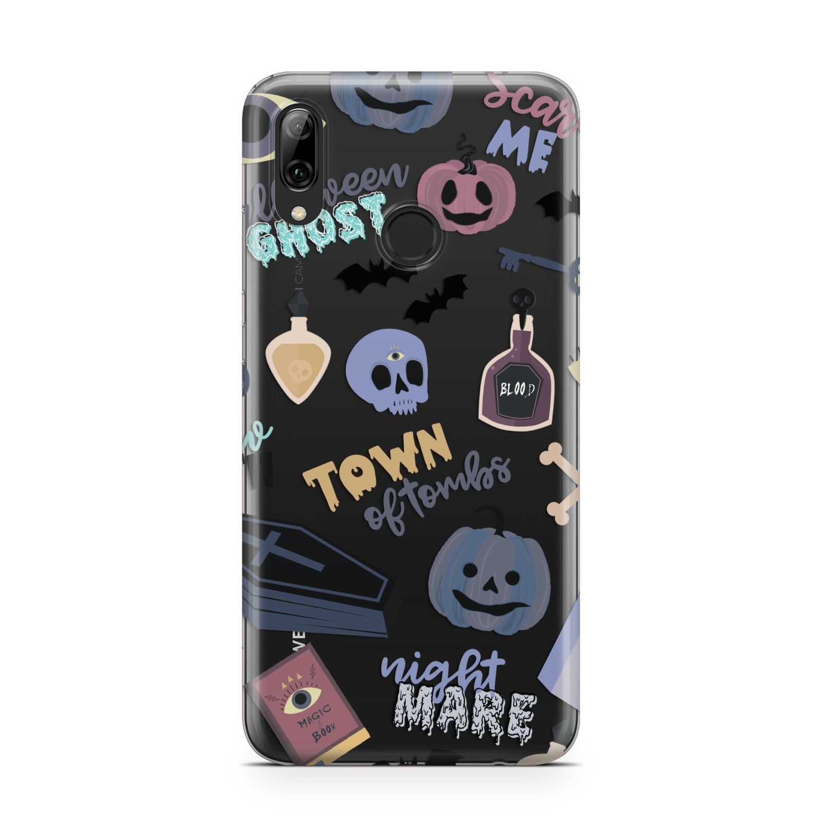 Spooky Blue Illustrations and Catchphrases Huawei Y7 2019