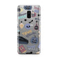 Spooky Blue Illustrations and Catchphrases Samsung Galaxy S9 Plus Case on Silver phone