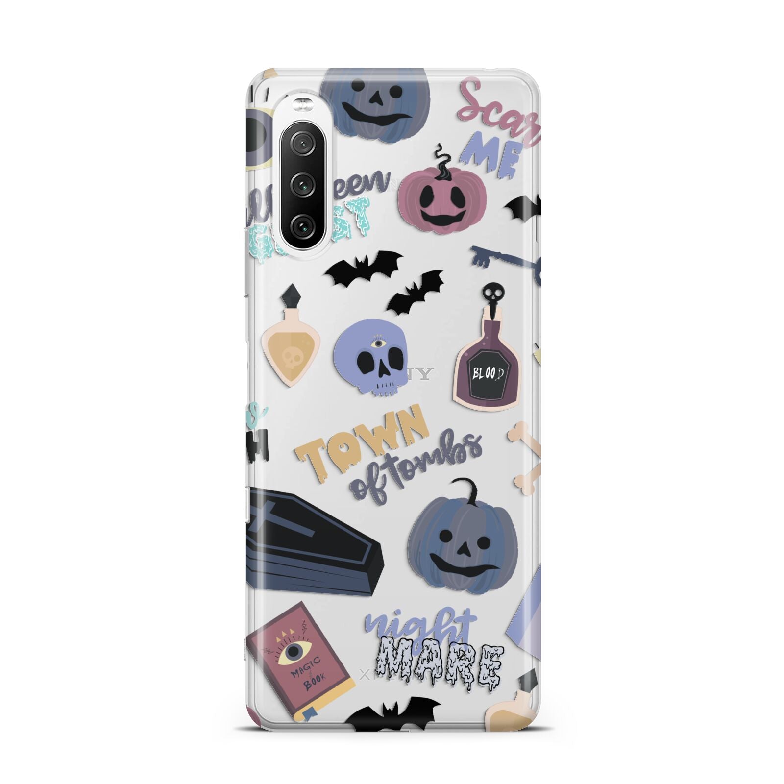 Spooky Blue Illustrations and Catchphrases Sony Xperia 10 III Case