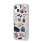 Spooky Blue Illustrations and Catchphrases iPhone 14 Glitter Tough Case Starlight Angled Image