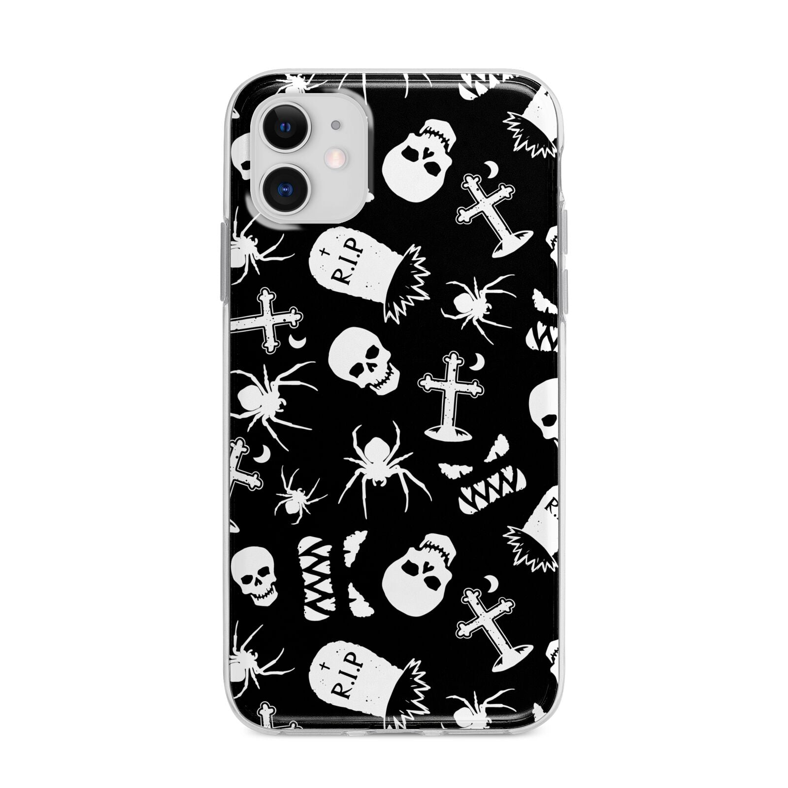 Spooky Illustrations Apple iPhone 11 in White with Bumper Case