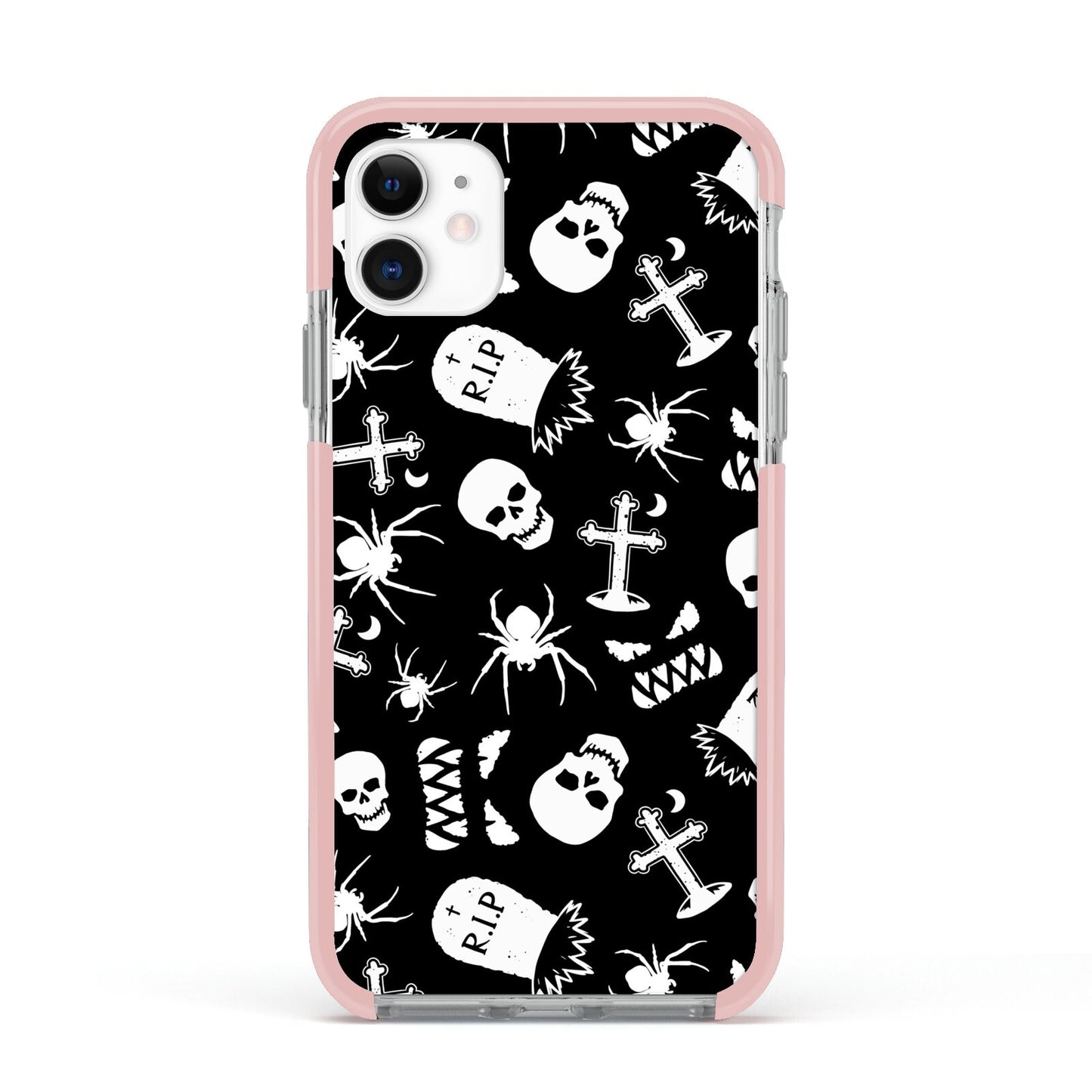Spooky Illustrations Apple iPhone 11 in White with Pink Impact Case