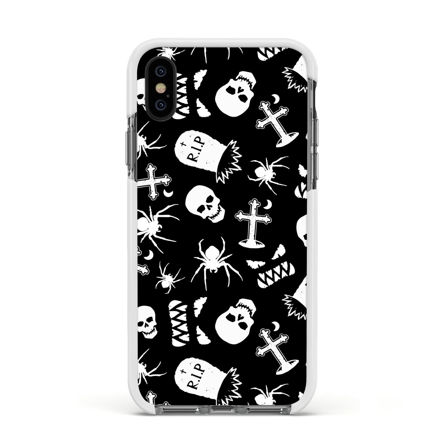 Spooky Illustrations Apple iPhone Xs Impact Case White Edge on Black Phone