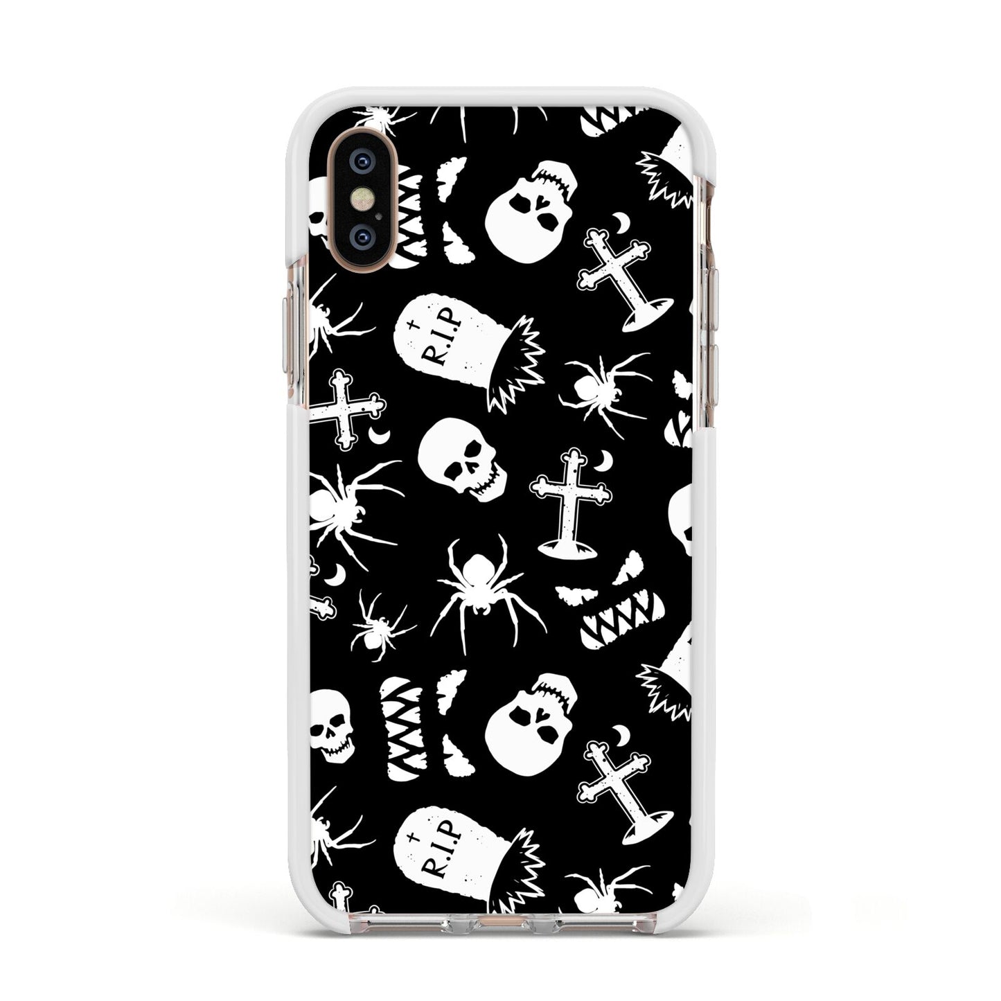 Spooky Illustrations Apple iPhone Xs Impact Case White Edge on Gold Phone