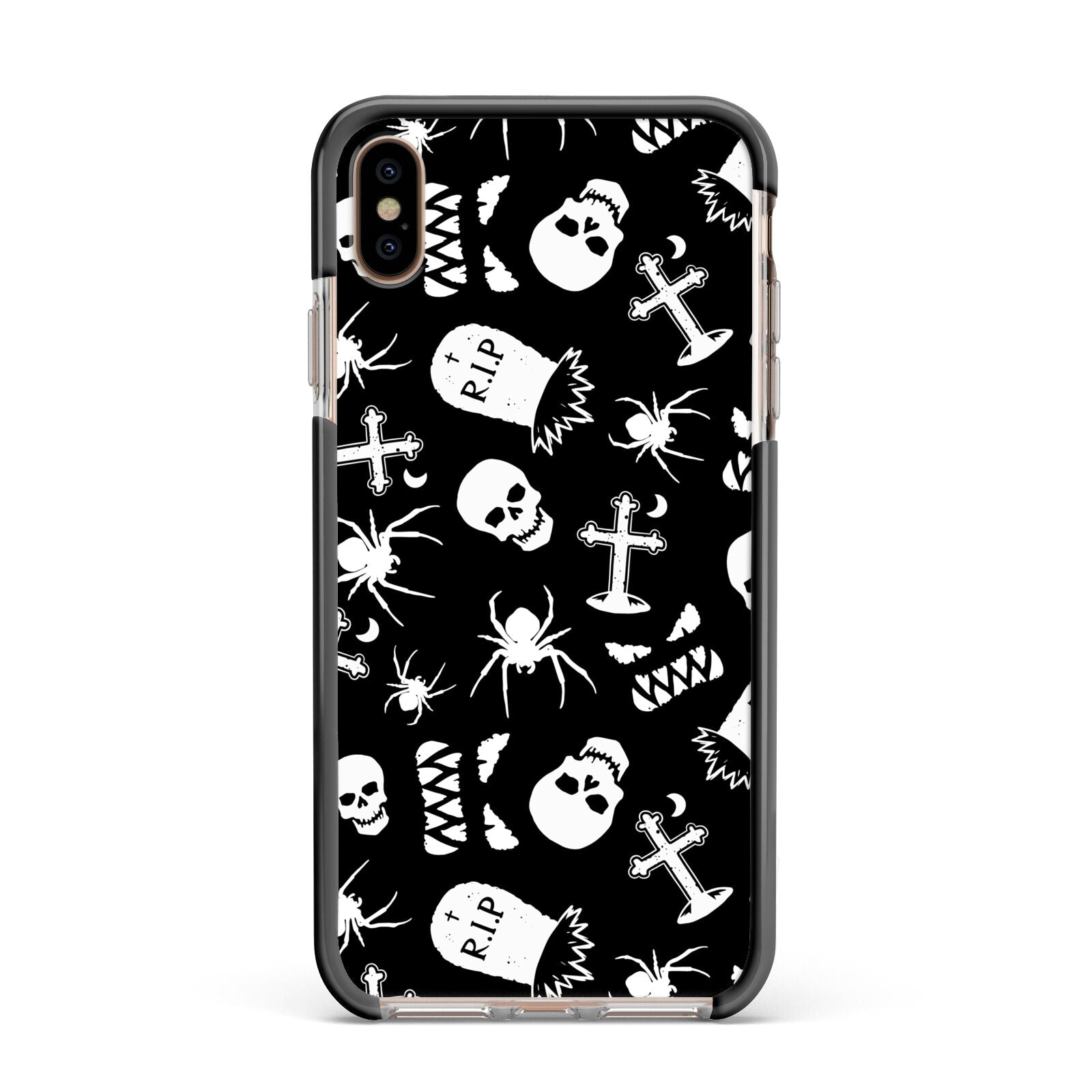 Spooky Illustrations Apple iPhone Xs Max Impact Case Black Edge on Gold Phone