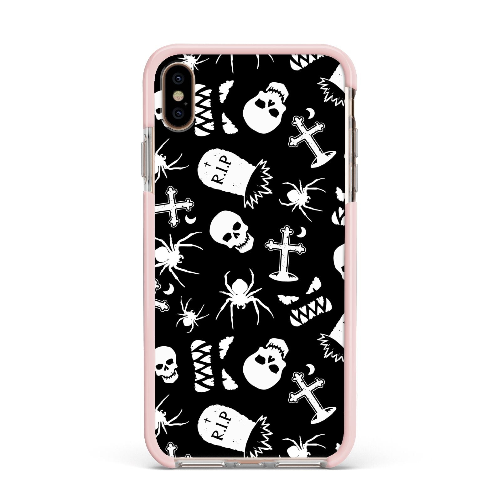 Spooky Illustrations Apple iPhone Xs Max Impact Case Pink Edge on Gold Phone