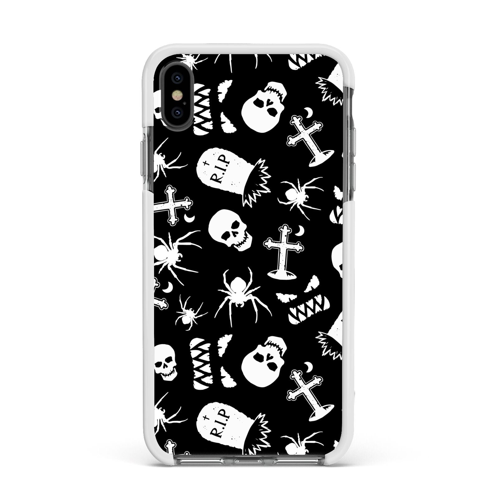 Spooky Illustrations Apple iPhone Xs Max Impact Case White Edge on Black Phone