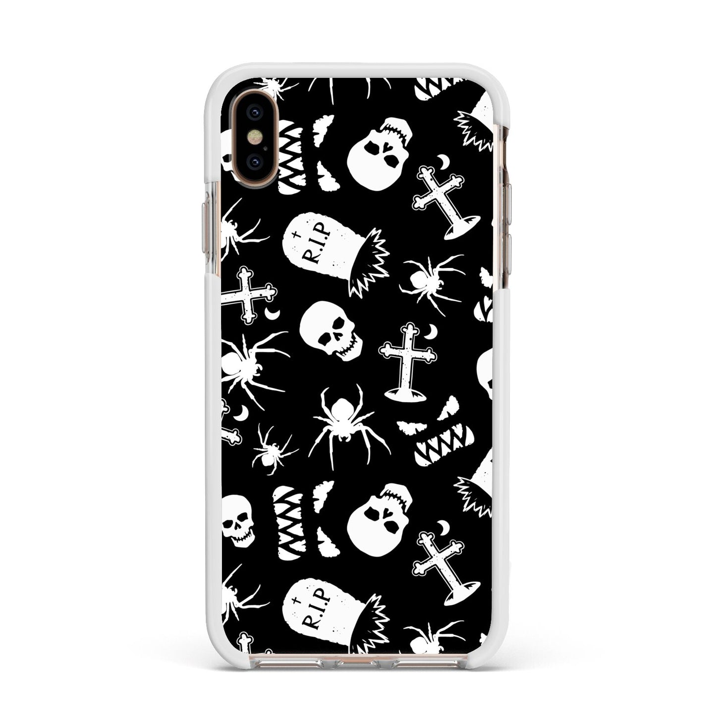 Spooky Illustrations Apple iPhone Xs Max Impact Case White Edge on Gold Phone