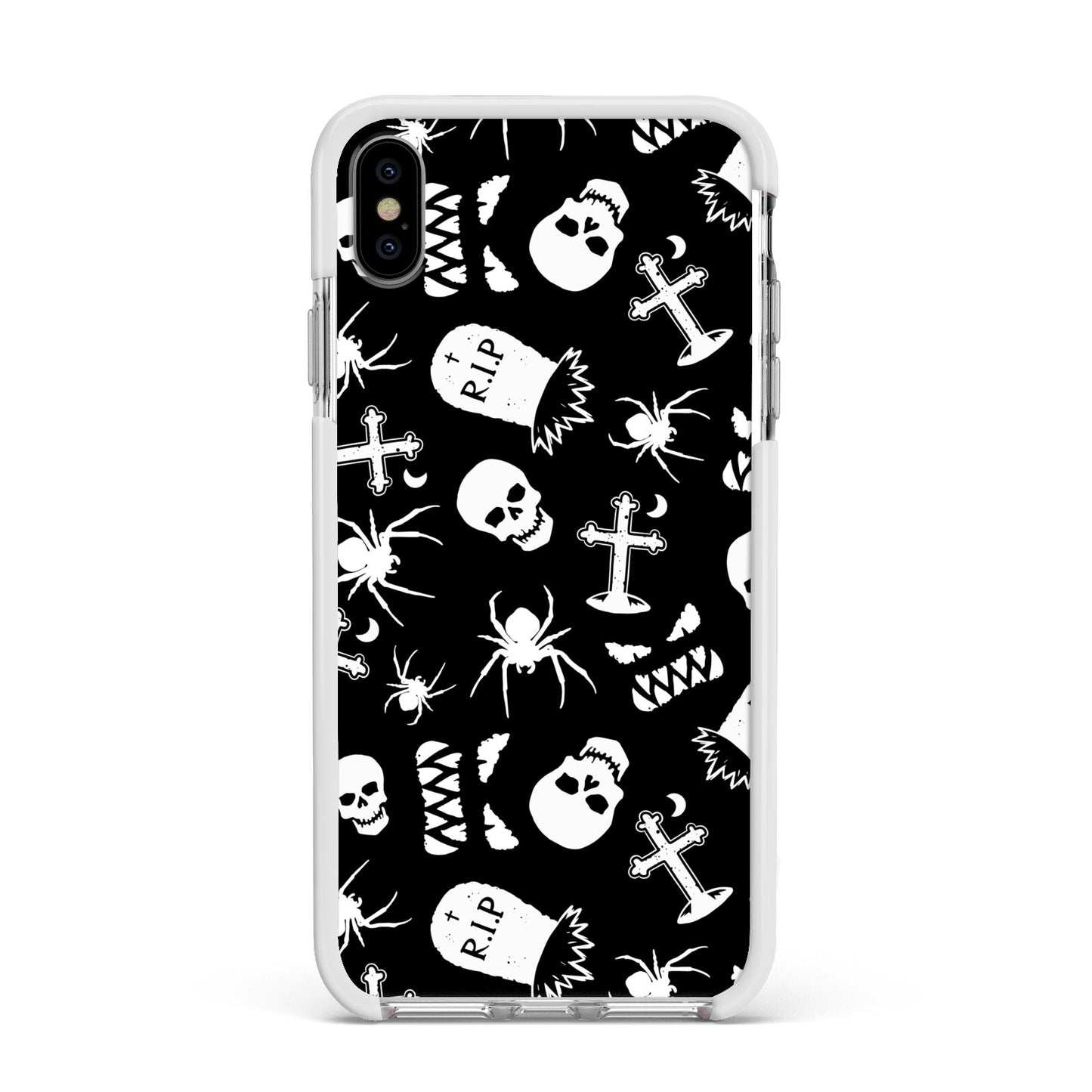 Spooky Illustrations Apple iPhone Xs Max Impact Case White Edge on Silver Phone