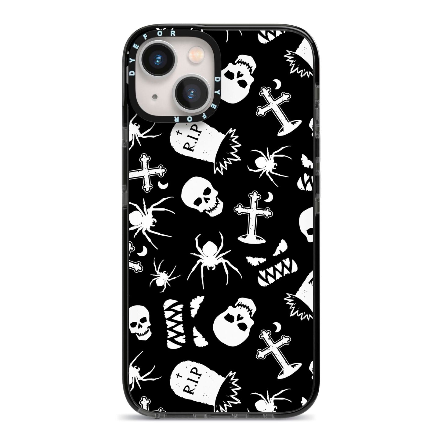 Spooky Illustrations iPhone 13 Black Impact Case on Silver phone