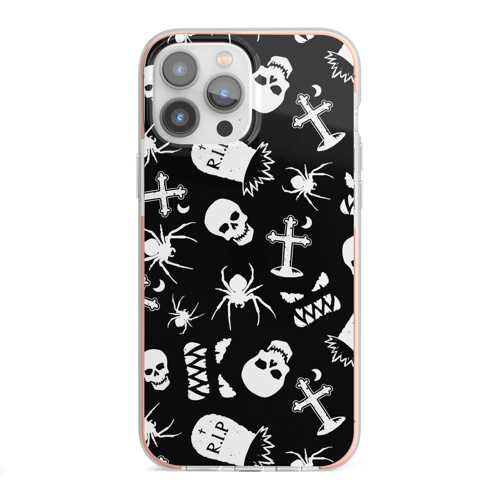 Spooky Illustrations iPhone 13 Pro Max TPU Impact Case with Pink Edges