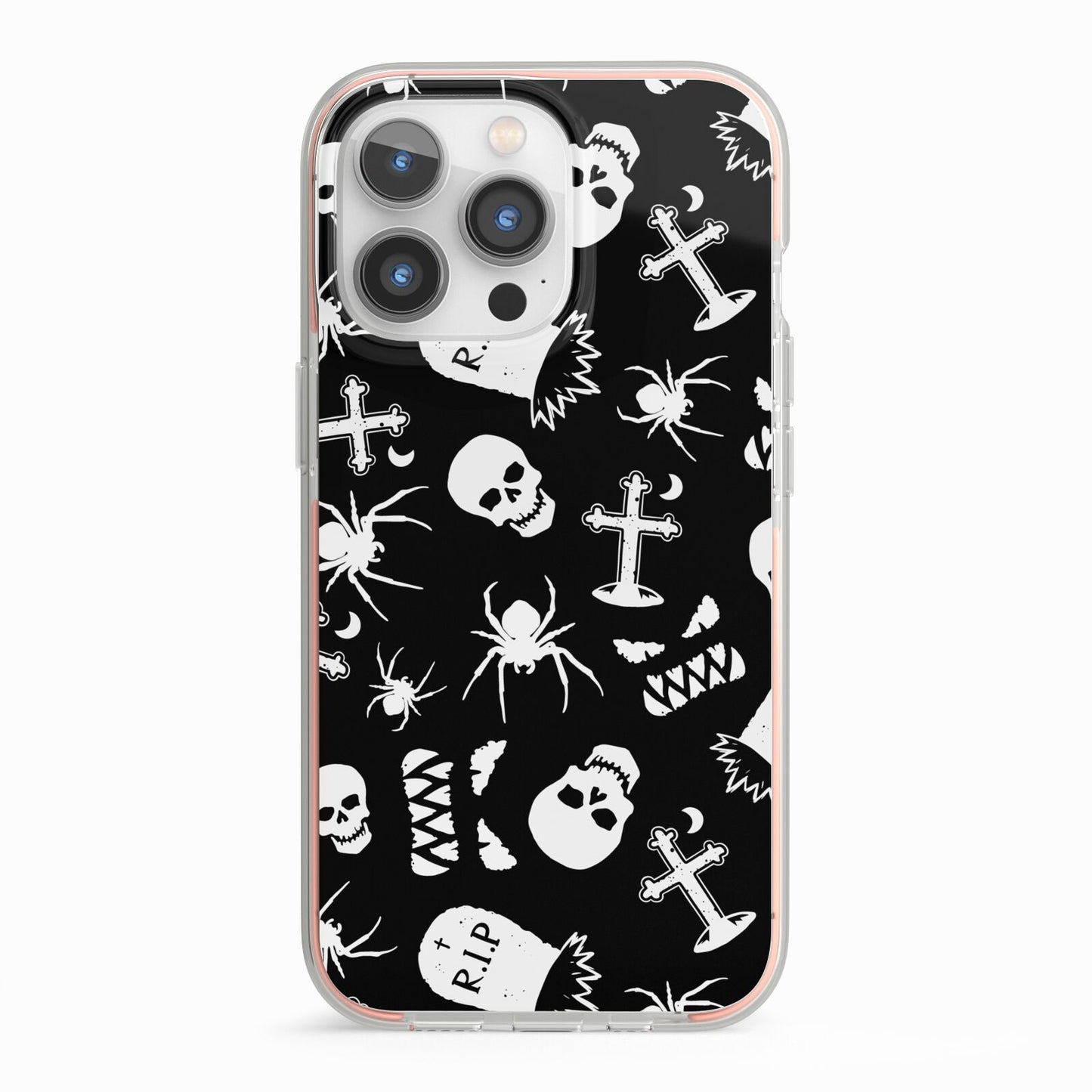 Spooky Illustrations iPhone 13 Pro TPU Impact Case with Pink Edges
