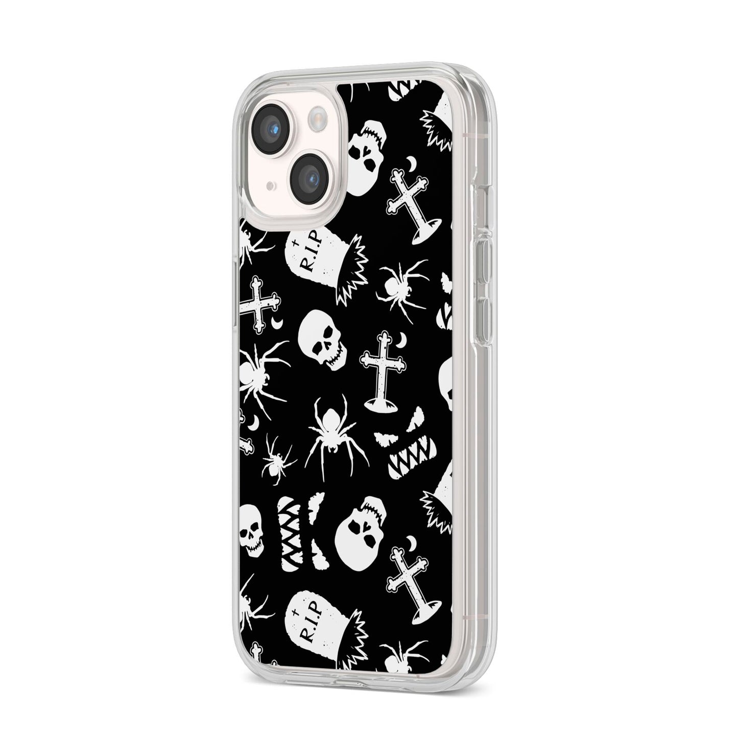 Spooky Illustrations iPhone 14 Clear Tough Case Starlight Angled Image