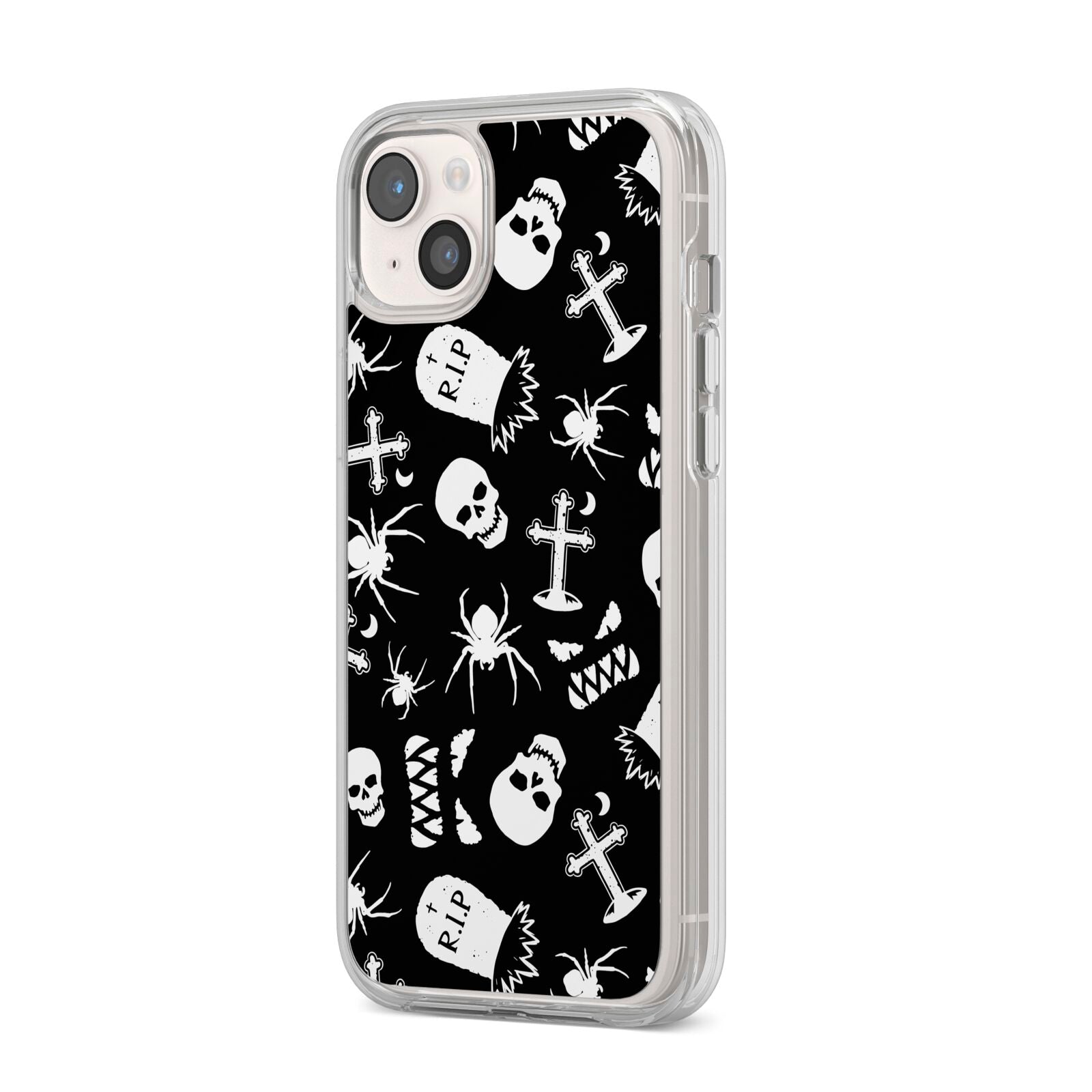 Spooky Illustrations iPhone 14 Plus Clear Tough Case Starlight Angled Image