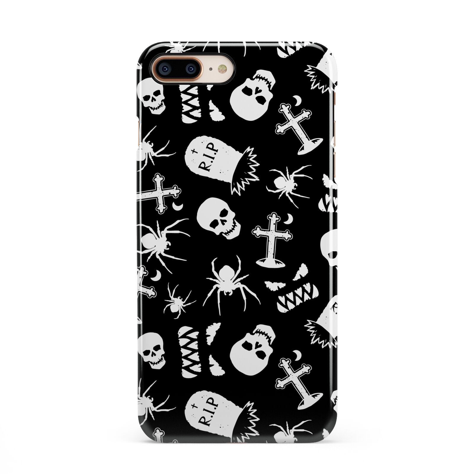 Spooky Illustrations iPhone 8 Plus 3D Snap Case on Gold Phone