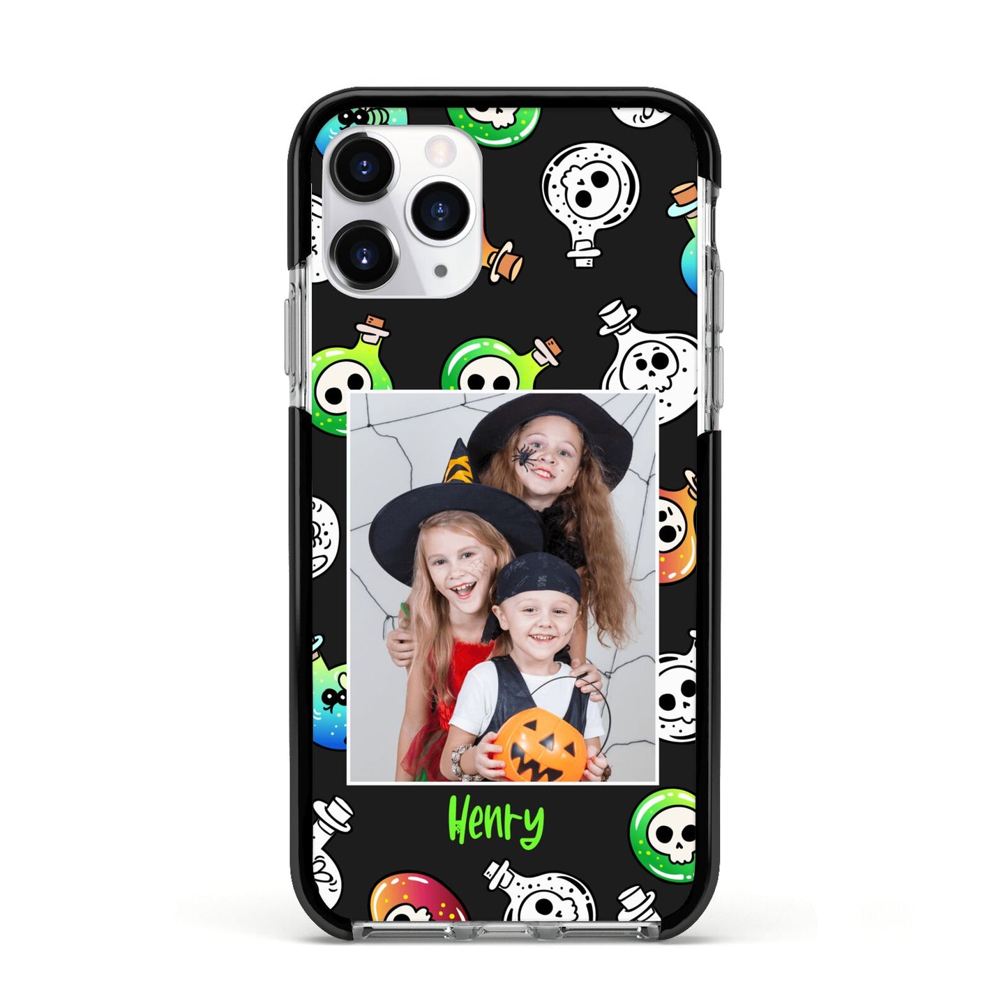 Spooky Potions Halloween Photo Upload Apple iPhone 11 Pro in Silver with Black Impact Case