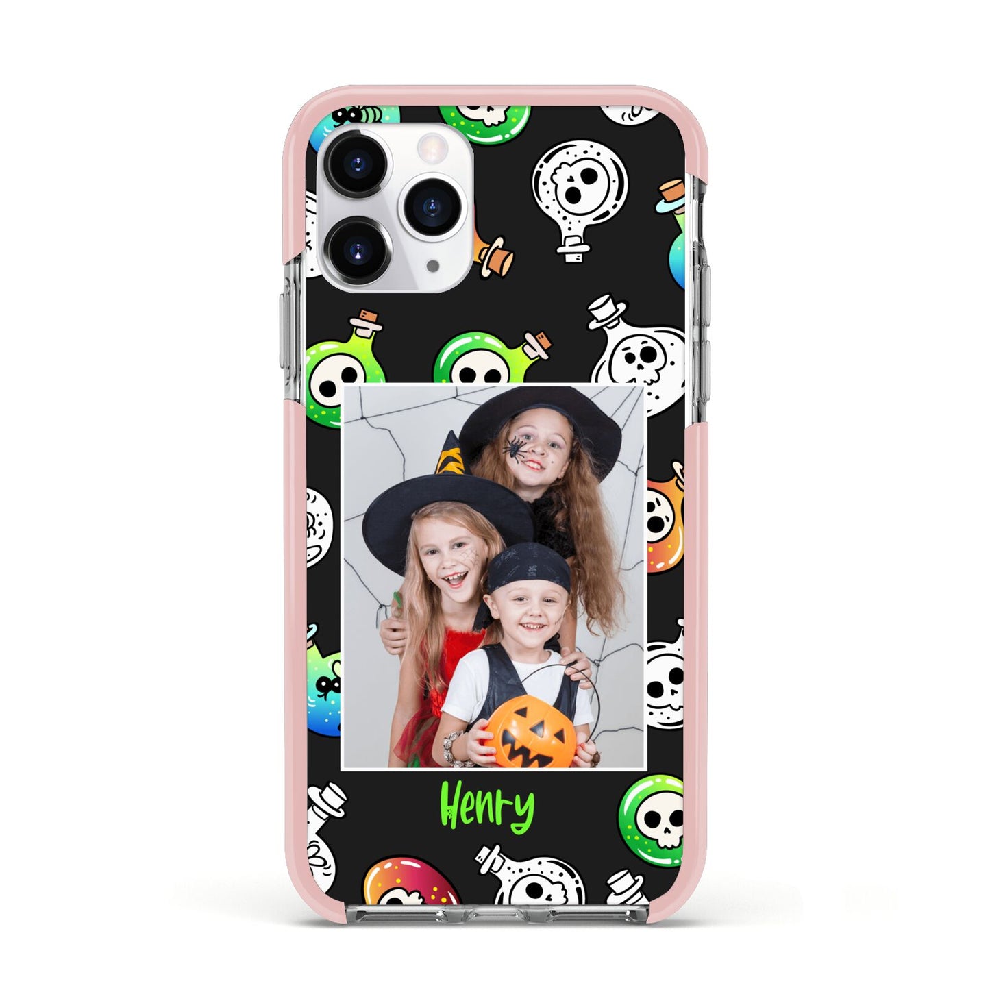 Spooky Potions Halloween Photo Upload Apple iPhone 11 Pro in Silver with Pink Impact Case