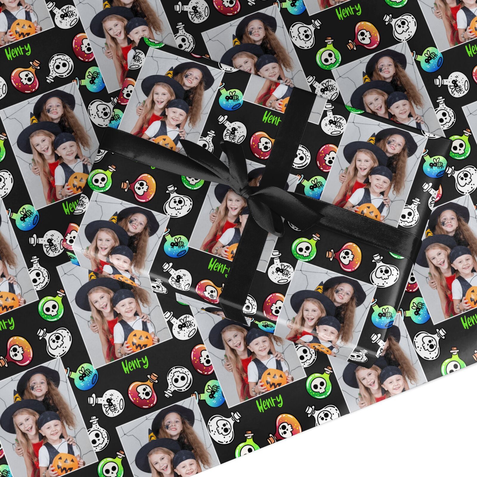 Spooky Potions Halloween Photo Upload Custom Wrapping Paper