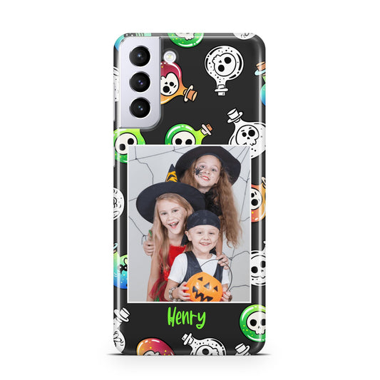 Spooky Potions Halloween Photo Upload Samsung S21 Plus Phone Case