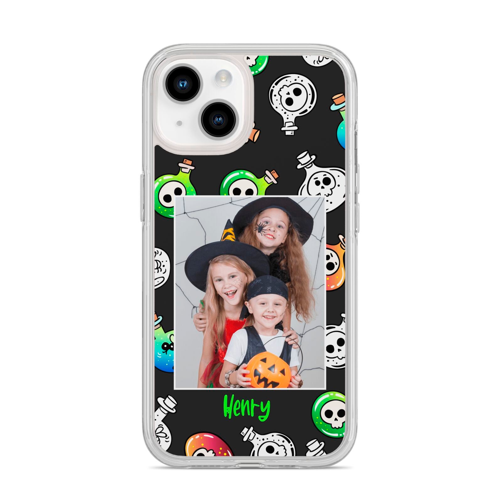 Spooky Potions Halloween Photo Upload iPhone 14 Clear Tough Case Starlight