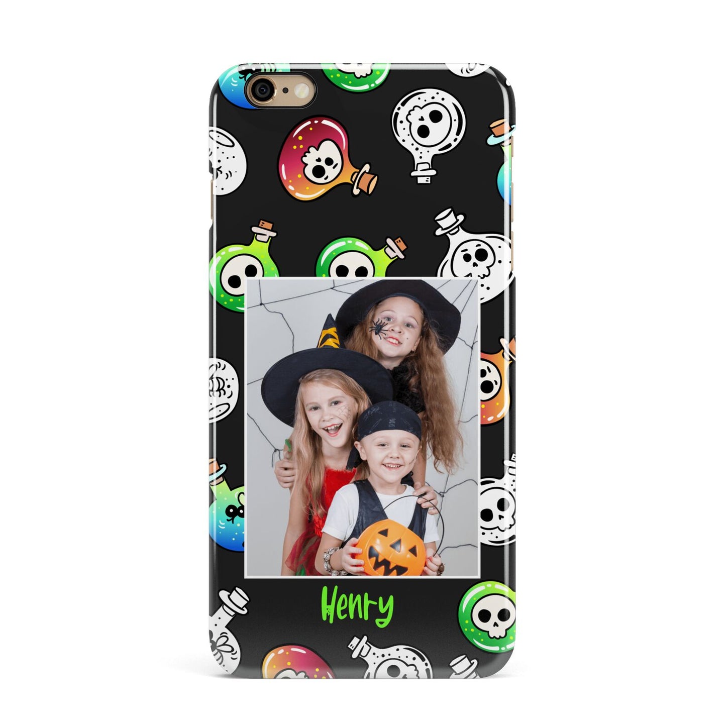 Spooky Potions Halloween Photo Upload iPhone 6 Plus 3D Snap Case on Gold Phone