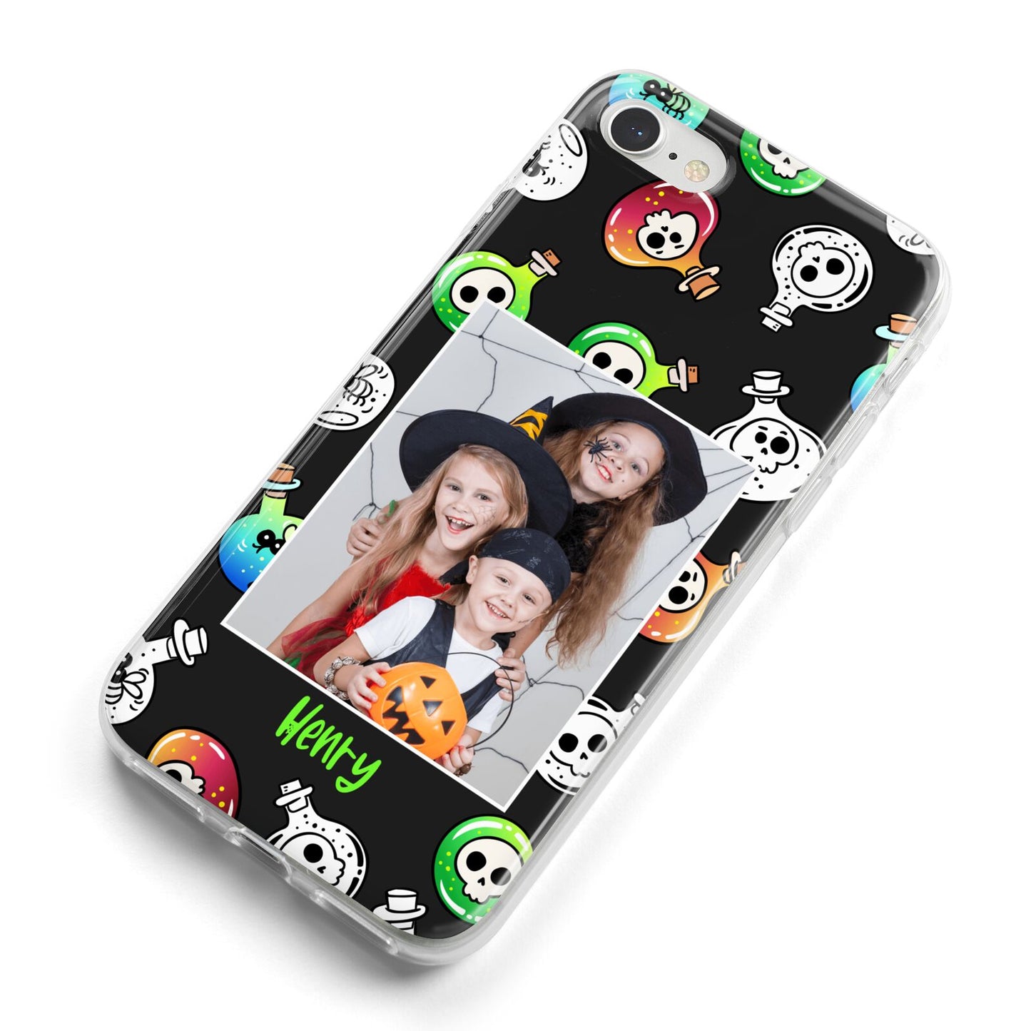 Spooky Potions Halloween Photo Upload iPhone 8 Bumper Case on Silver iPhone Alternative Image