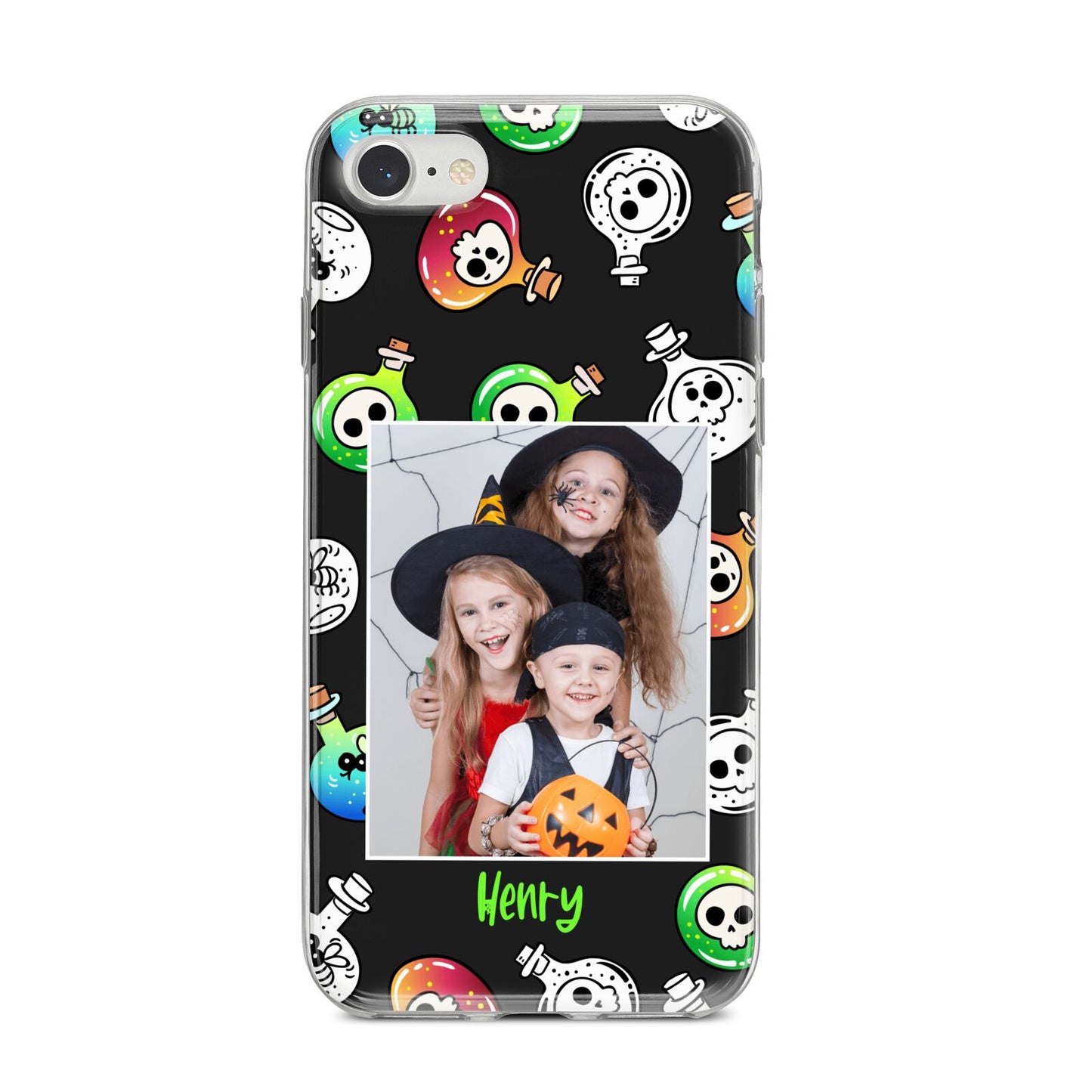 Spooky Potions Halloween Photo Upload iPhone 8 Bumper Case on Silver iPhone