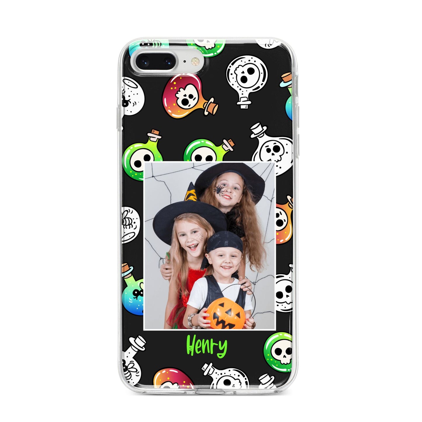 Spooky Potions Halloween Photo Upload iPhone 8 Plus Bumper Case on Silver iPhone