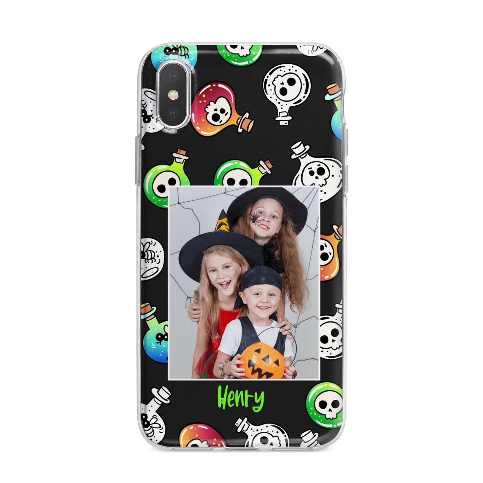 Spooky Potions Halloween Photo Upload iPhone X Bumper Case on Silver iPhone Alternative Image 1