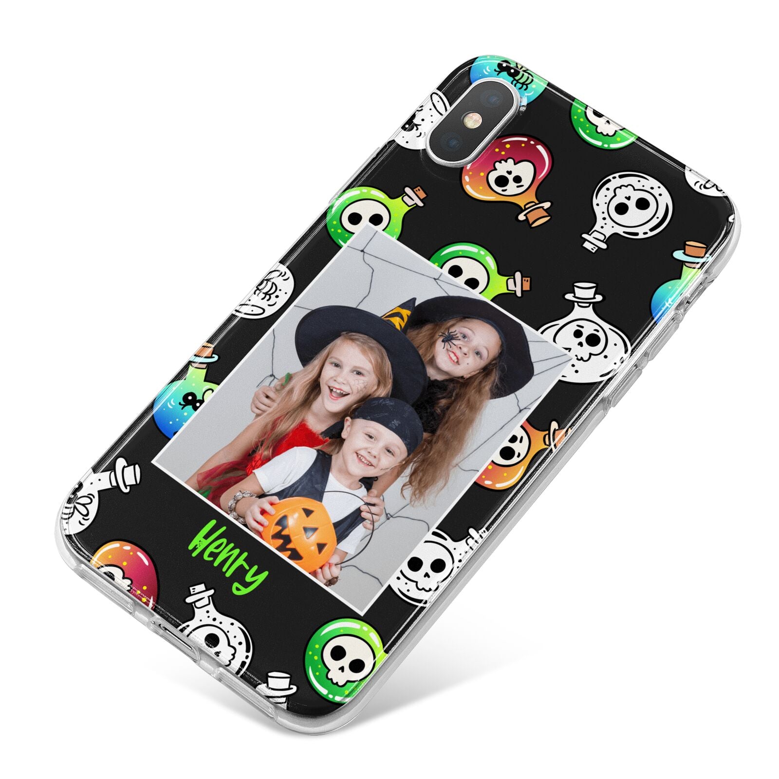 Spooky Potions Halloween Photo Upload iPhone X Bumper Case on Silver iPhone