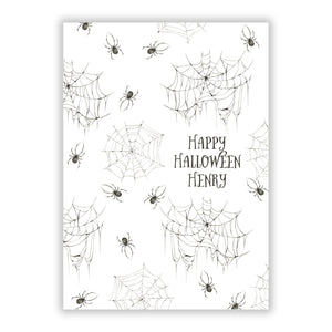 Spooky Spiders Webs Personalised Greetings Card