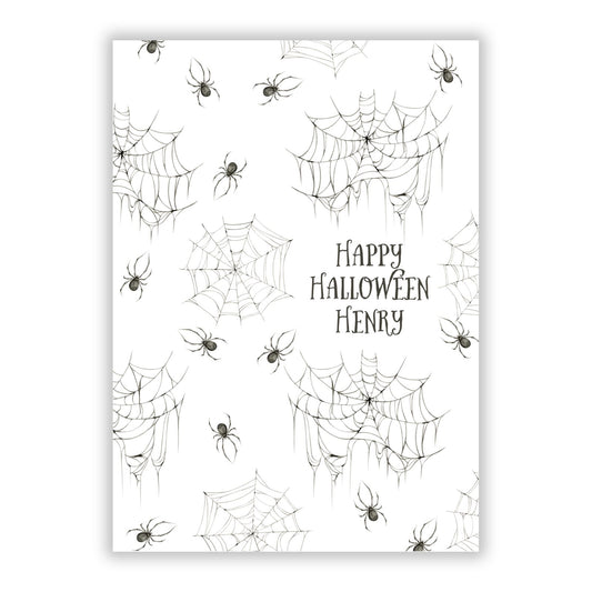Spooky Spiders Webs Personalised A5 Flat Greetings Card
