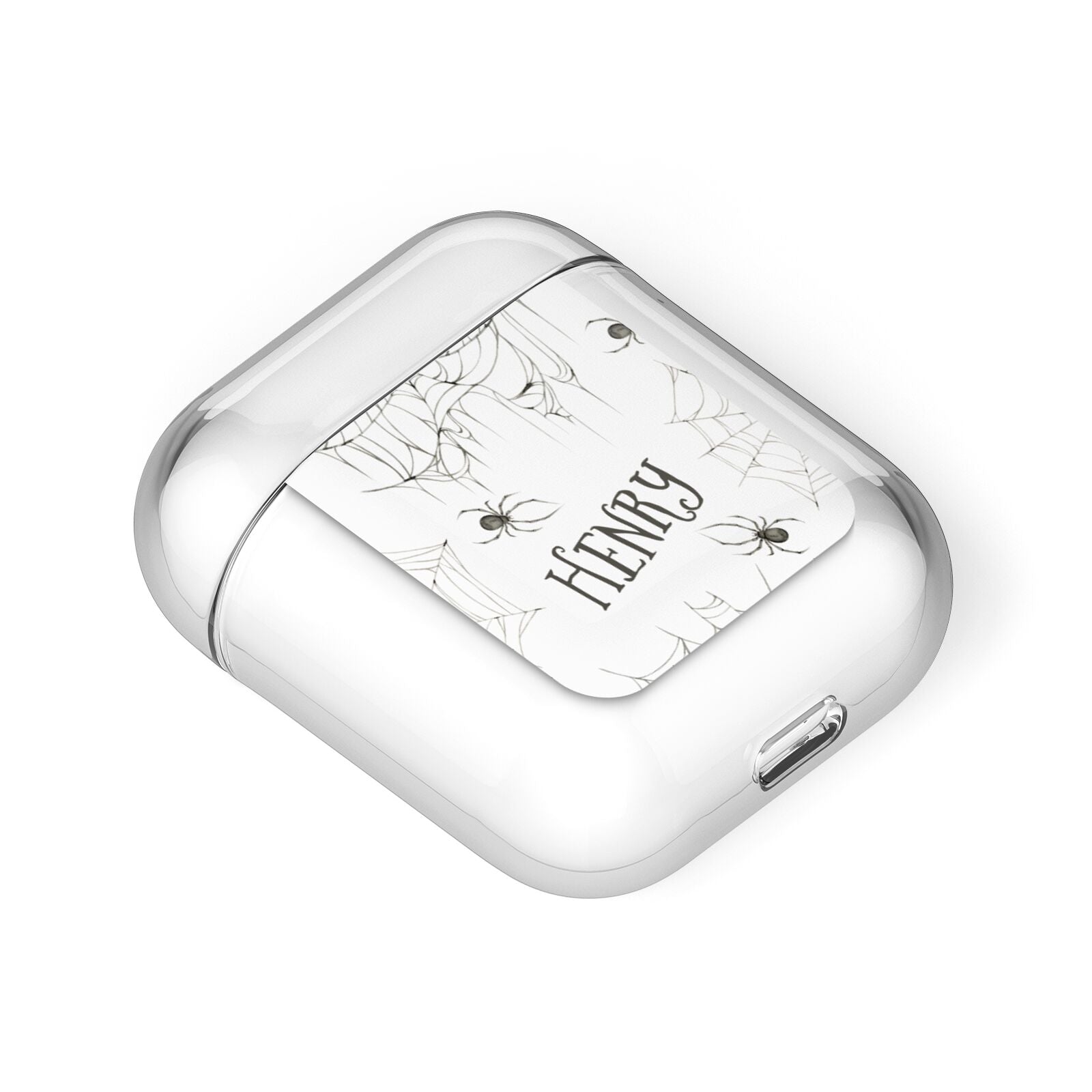 Spooky Spiders Webs Personalised AirPods Case Laid Flat
