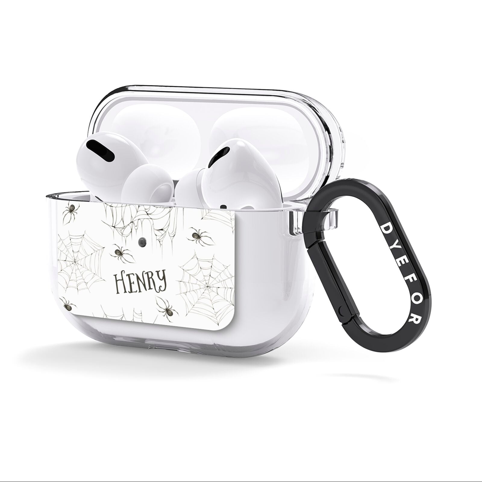 Spooky Spiders Webs Personalised AirPods Clear Case 3rd Gen Side Image
