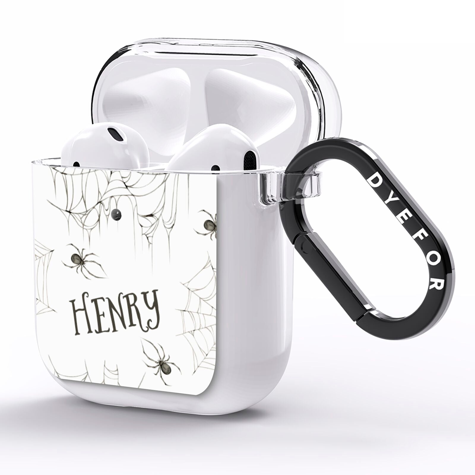 Spooky Spiders Webs Personalised AirPods Clear Case Side Image