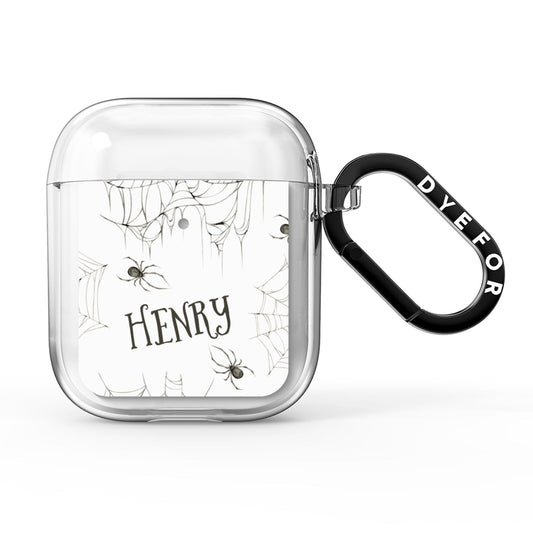 Spooky Spiders Webs Personalised AirPods Clear Case