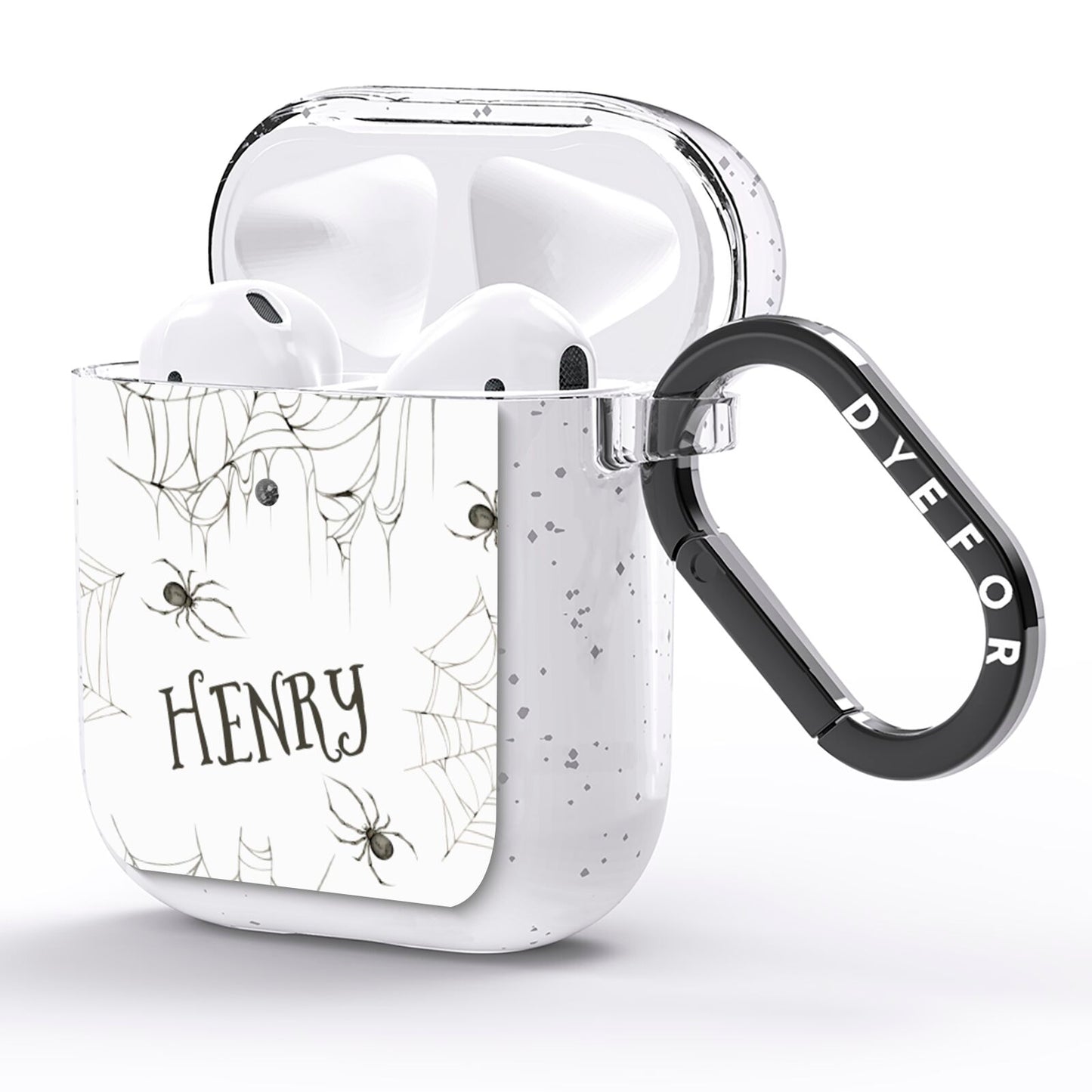 Spooky Spiders Webs Personalised AirPods Glitter Case Side Image