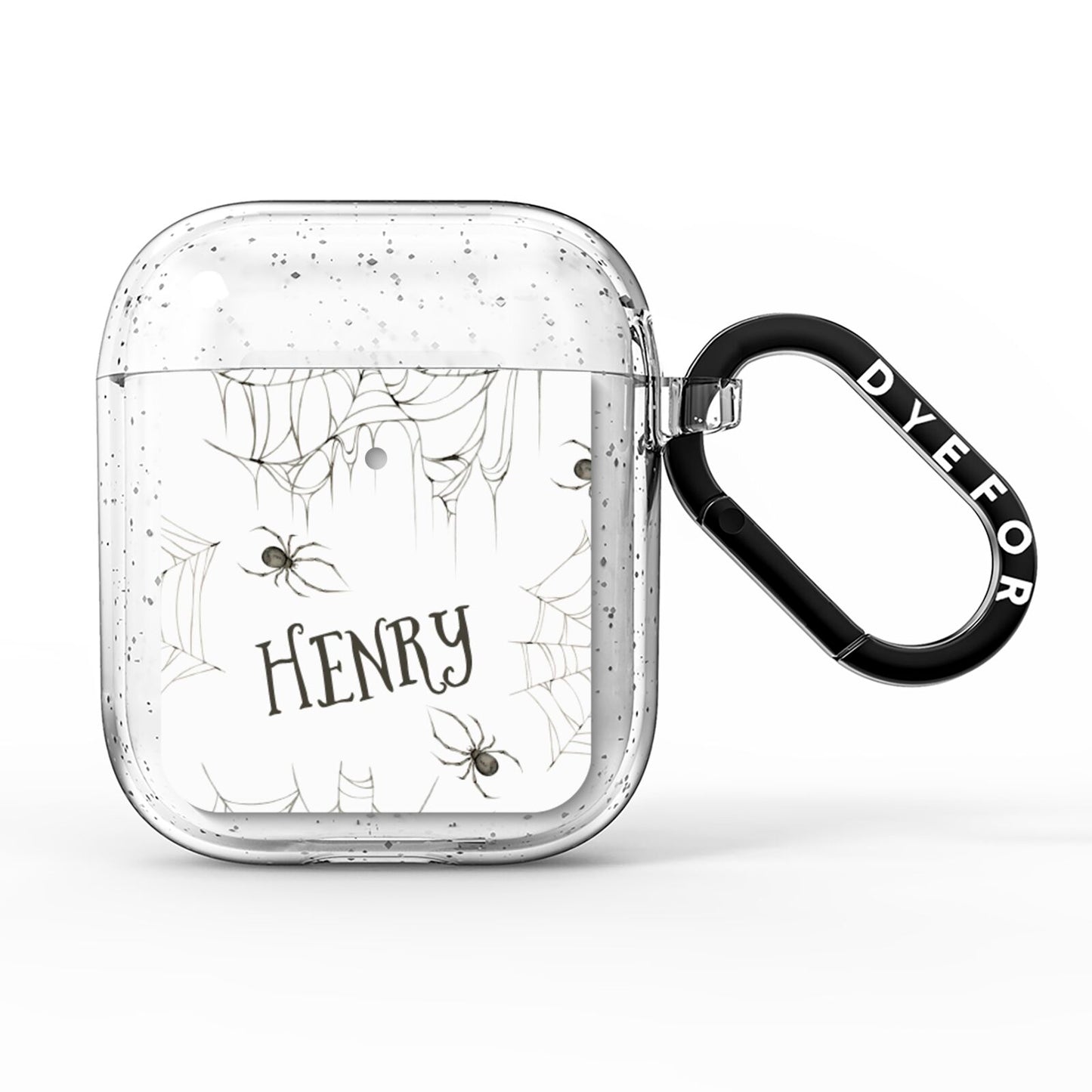 Spooky Spiders Webs Personalised AirPods Glitter Case