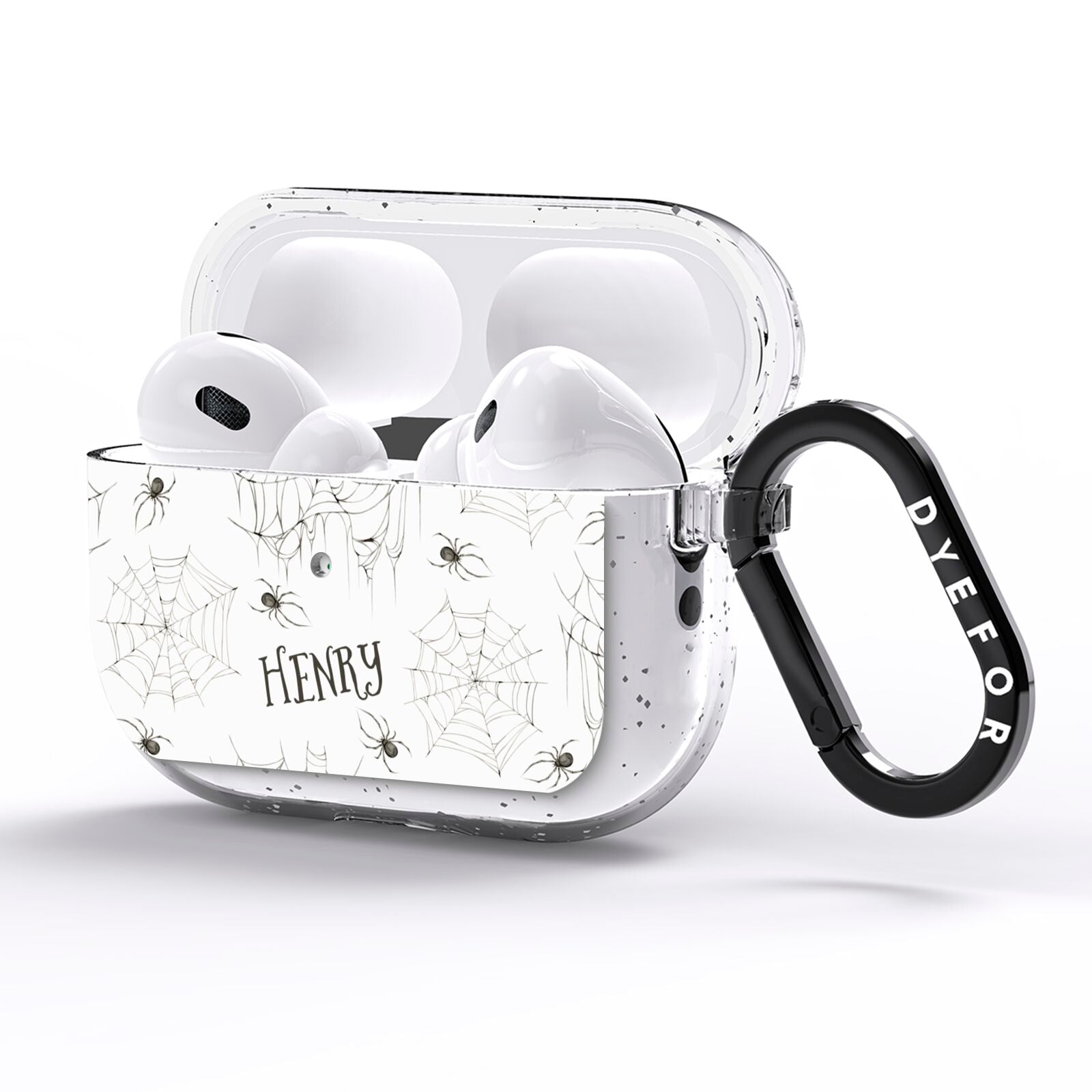 Spooky Spiders Webs Personalised AirPods Pro Glitter Case Side Image
