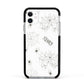 Spooky Spiders Webs Personalised Apple iPhone 11 in White with Black Impact Case