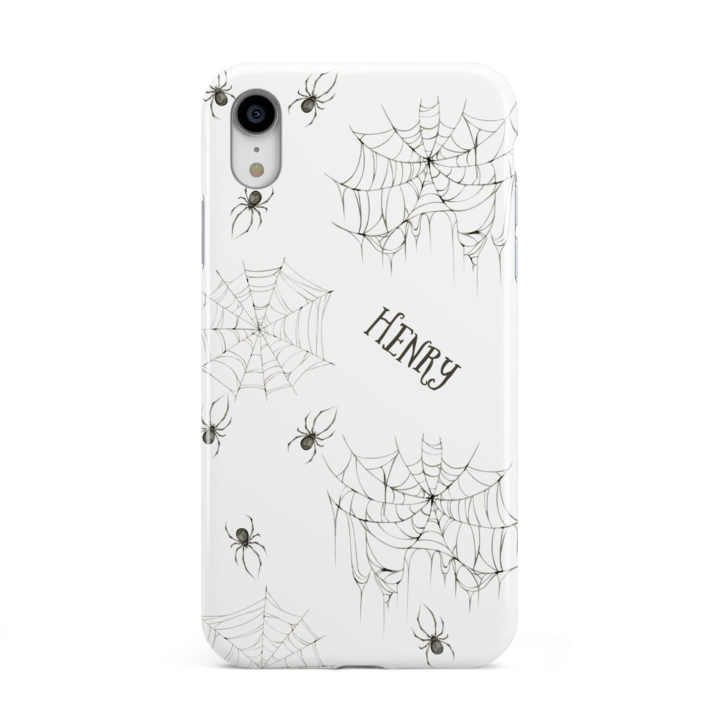 Spooky Spiders Webs Personalised Apple iPhone XR White 3D Tough Case