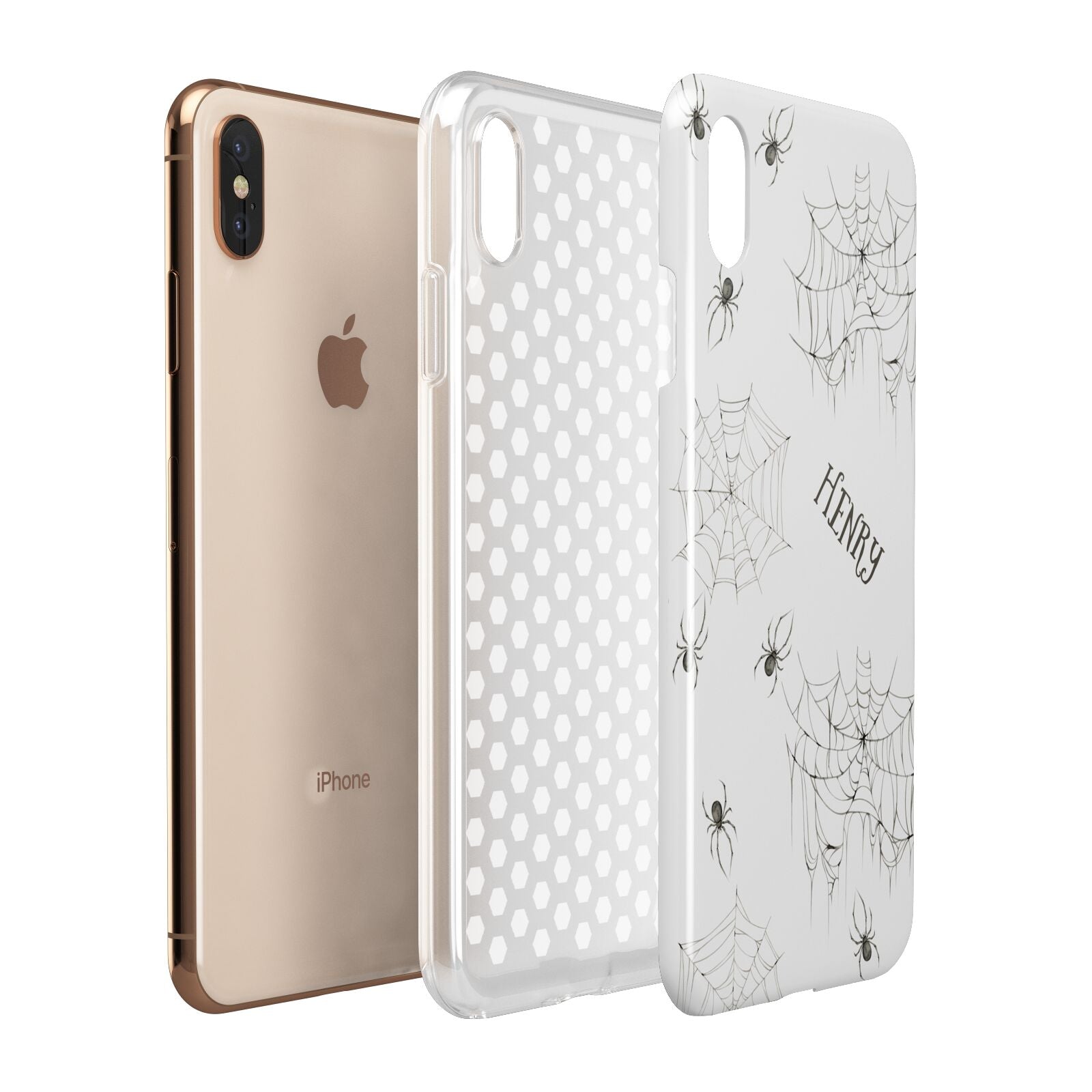 Spooky Spiders Webs Personalised Apple iPhone Xs Max 3D Tough Case Expanded View