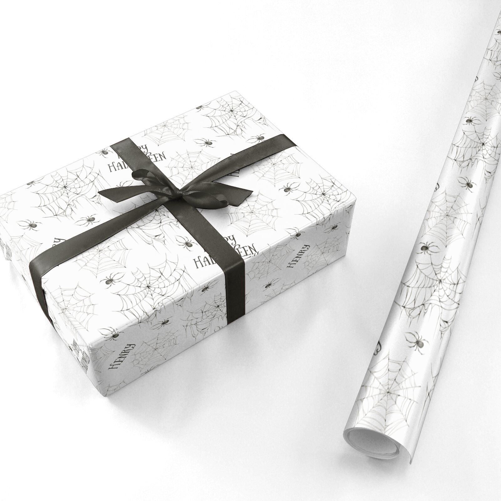 Spooky Spiders Webs Personalised Personalised Wrapping Paper