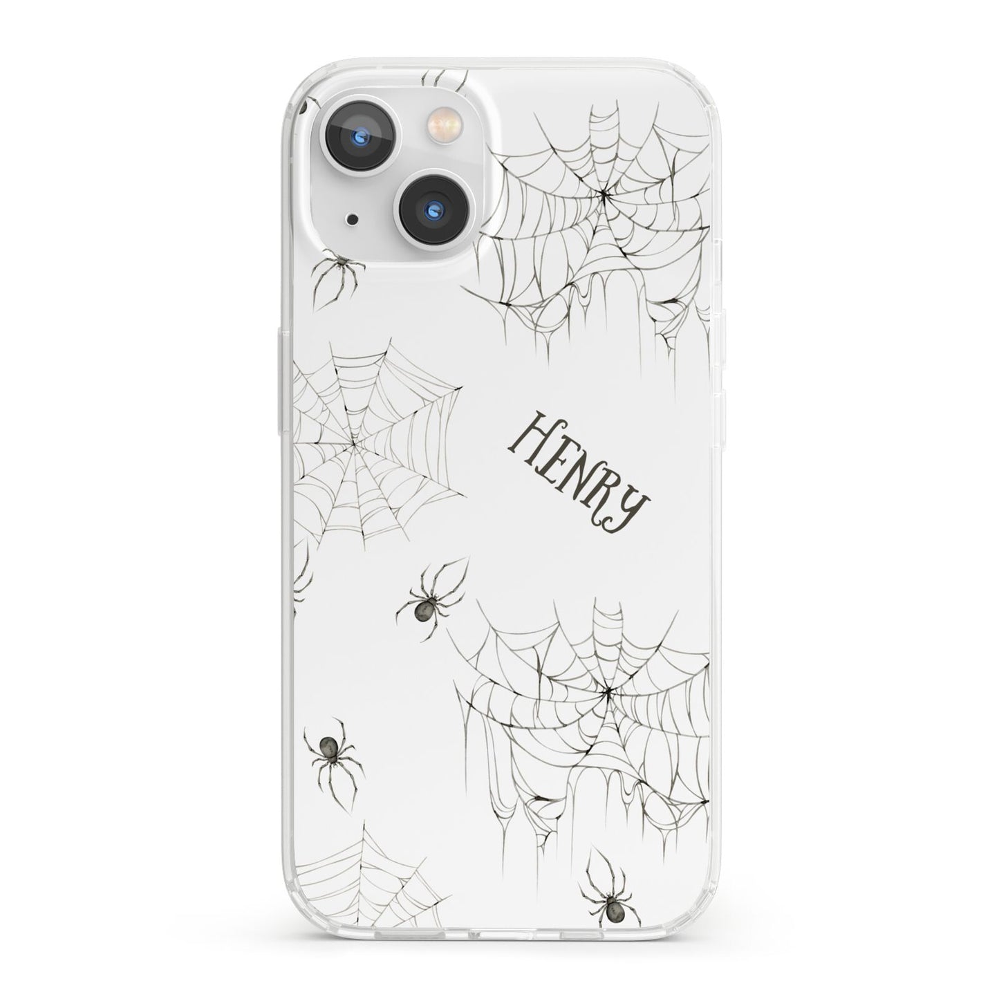 Spooky Spiders Webs Personalised iPhone 13 Clear Bumper Case